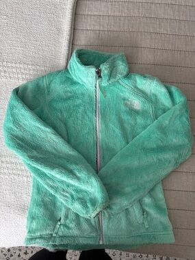 Kids The North Face Mint Green Plush Full-Zip Fleece Jacket